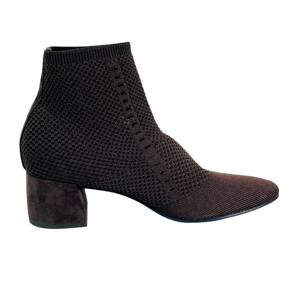 Eileen Fisher Size 8 Paron Stretch Crepe Knit Booties Chocolate Brown - Picture 6 of 11